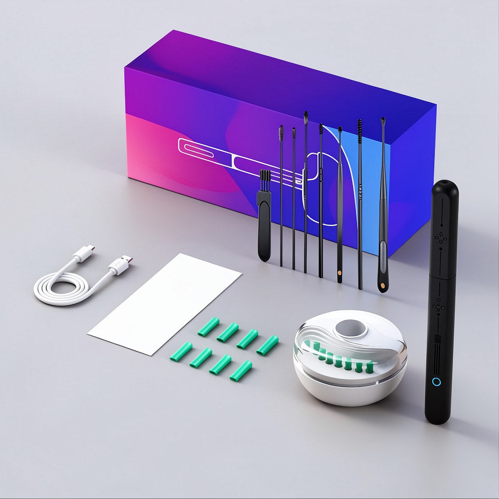 NE28 Pro™ – Kit Professionnel de Nettoyage des Oreilles avec Caméra HD 1080P et Connexion WiFi