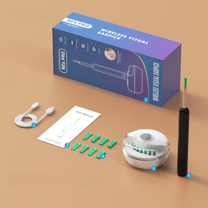 NE28 Pro™ – Kit Professionnel de Nettoyage des Oreilles avec Caméra HD 1080P et Connexion WiFi