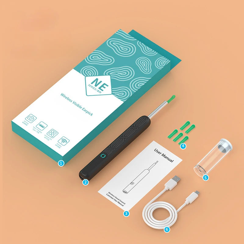 NE28 Pro™ – Kit Professionnel de Nettoyage des Oreilles avec Caméra HD 1080P et Connexion WiFi