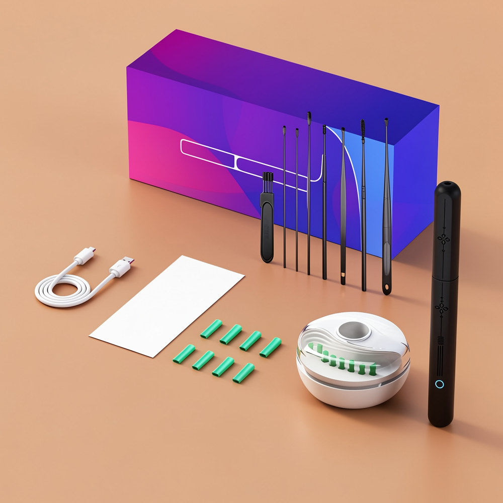 NE28 Pro™ – Kit Professionnel de Nettoyage des Oreilles avec Caméra HD 1080P et Connexion WiFi